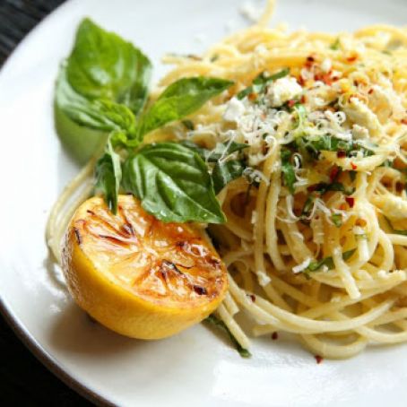 Lemon Spaghetti with Feta and Basil