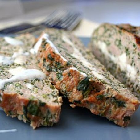 Feta-Stuffed Turkey Meatloaf with Tzatziki Sauce