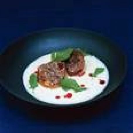 Barbecue-Rubbed Scallops with Creamy Sauerkraut Soup