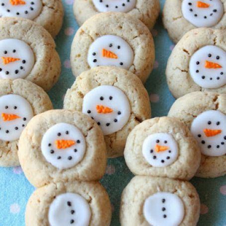 Thumbprint Snowman Cookies