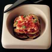 baked eggplant, goat cheese and tomatoes melanzane, toma e pomodori