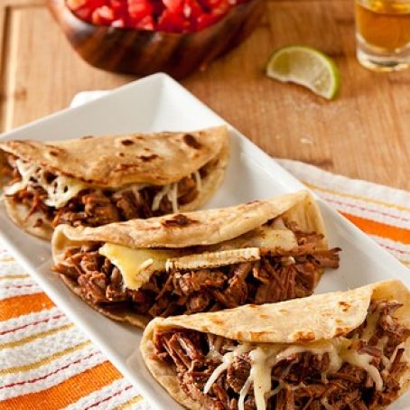 Brisket & Brie Quesadillas with Mango Barbecue Sauce