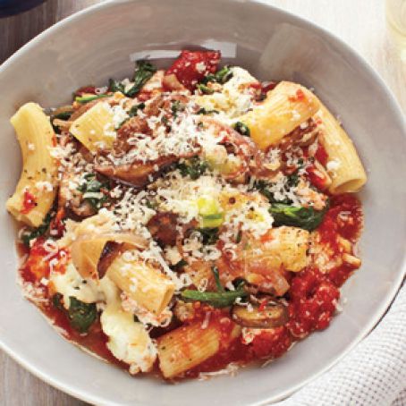 Slow-Cooker Baked Spinach and Mushroom Rigatoni
