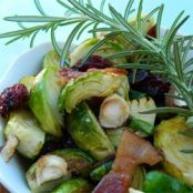 Warm Brussels Sprout Salad  with Hazelnuts and Cranberries