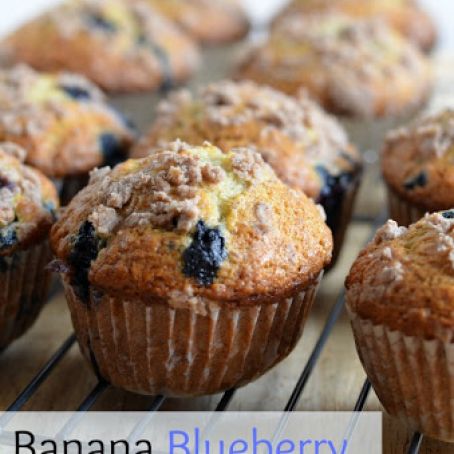 Banana Blueberry Crumb Muffins