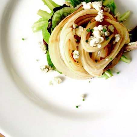 Roasted Spanish Onions with Gorgonzola and Chives