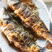 Whole Roasted Branzino with Fennel and Onions