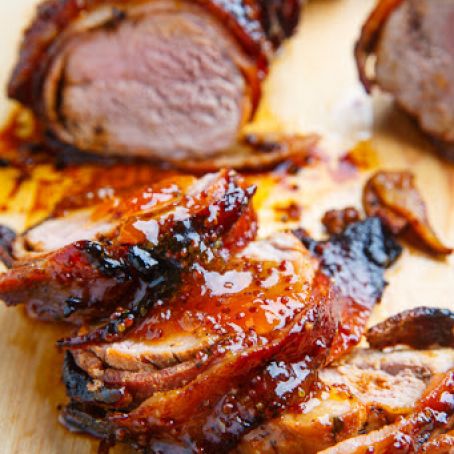 Apricot Glazed Bacon Wrapped Cajun Pork Tenderloin