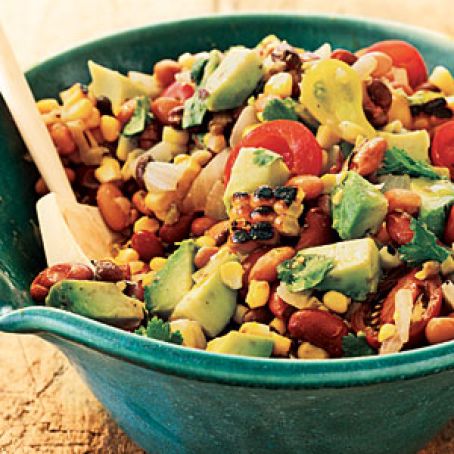Pinto, Black and Red Bean Salad with corn and avocado