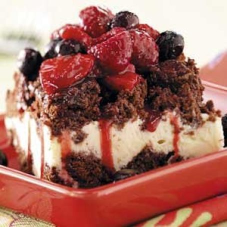 Hot Berries 'n' Brownie Ice Cream Cake Recipe