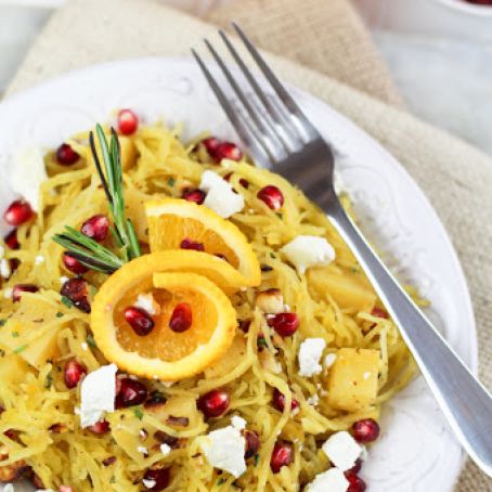 Spaghetti Squash, Pomegranate & Goat Cheese Salad