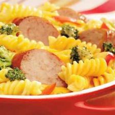 Cheesy Mac and Veggie Smoked Sausage Casserole