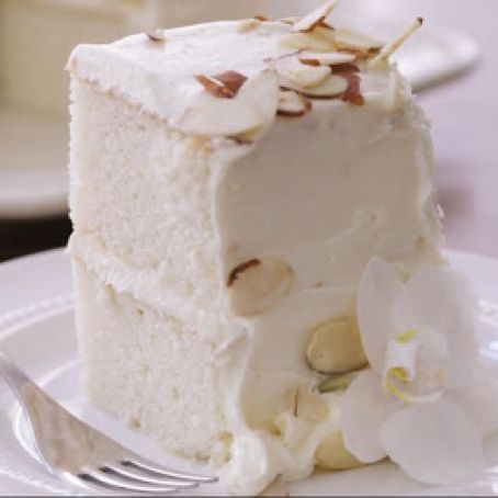 White Almond Wedding Cake