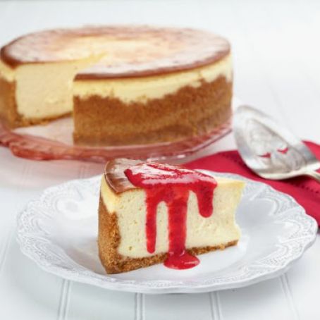 Joe's Say Cheese Cheesecake with Fresh Strawberry Sauce