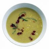 Summer Corn Soup with Crisp Prosciutto and Basil