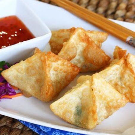 Goat Cheese & Bacon Wontons with Dipping Sauce