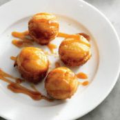 Doughnut Holes with Almond Caramel Sauce