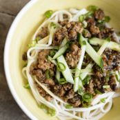 Black Bean Noodles with Pork and Mushrooms