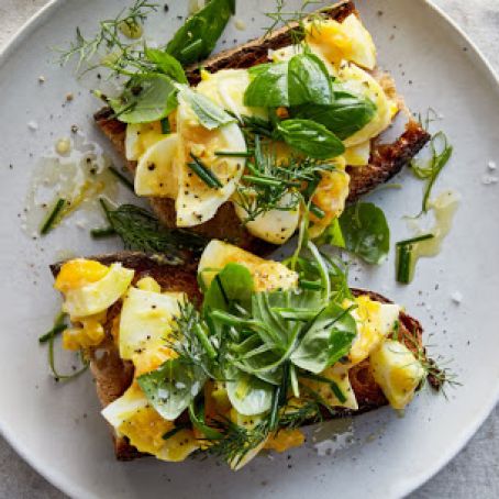 Egg Salad Tartines with Mixed Herbs
