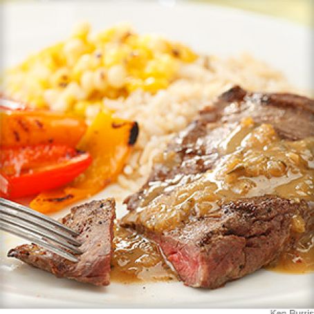Grilled Steak With Whiskey Dijon BBQ Sauce