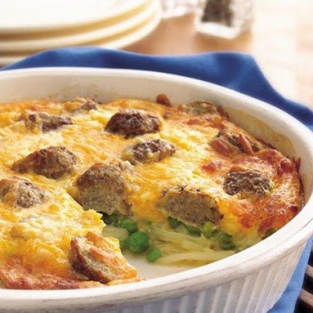 Impossibly Easy Cheesy Meatball Pie