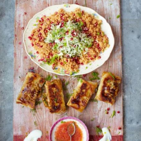 Crackin' crab briks with couscous salad & salsa