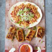 Crackin' crab briks with couscous salad & salsa