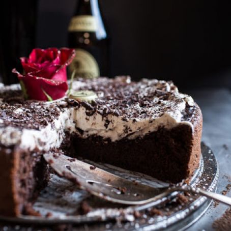 Drunken, Sunken Irish Coffee Chocolate Cake with Salted Bailey's Cream