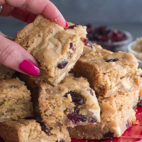Cranberry White Chocolate Blondies, GF & Low FODMAP
