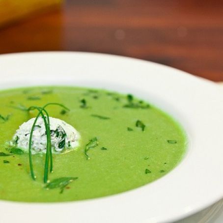 Chilled Asparagus Soup with Goat Cheese