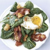 Spinach Salad with Fried Egg and Bacon