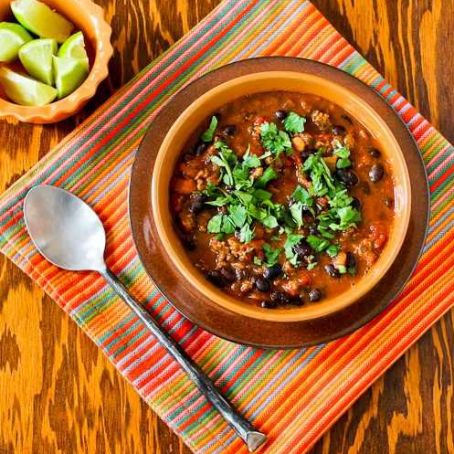 Crockpot Black Bean Chili with Lime and Cilantro *(GOOD)*
