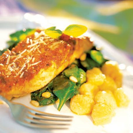 Salmon Puttanesca Over Spinach With Buttered Gnocchi