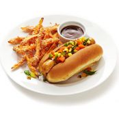 Grilled Chicken Dogs With Sweet Potato Fries