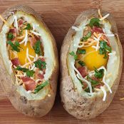 Baked Eggs & Bacon in Potato Bowls