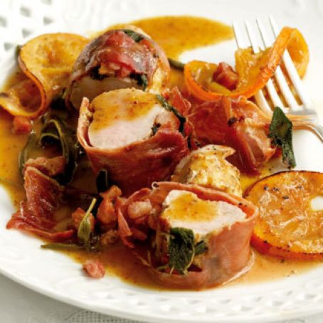 Pork Loin Crispy, Wrapped with Mustard and Orange Sauce