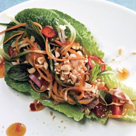 LETTUCE WRAPS w/SMOKED TROUT