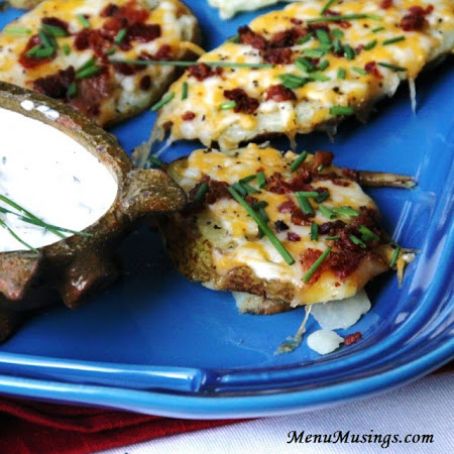 Loaded Baked Potato Slabs with Cilantro Lime Dipping Sauce PRINT