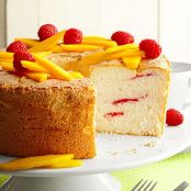 Raspberry Swirl Angel Food Cake