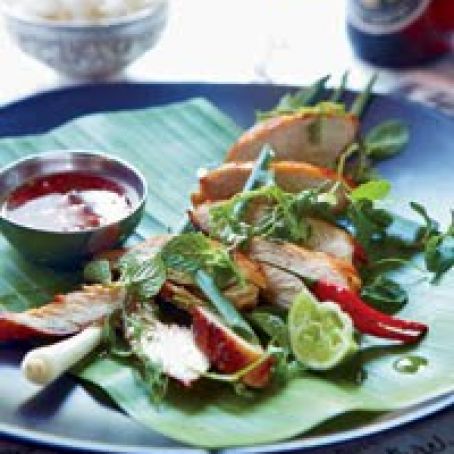 Lemongrass-Cilantro Chicken with Honey Dipping Sauce