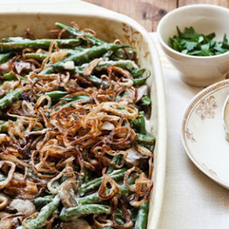 Creamy (no cans) Green Beans with Crispy Shallots