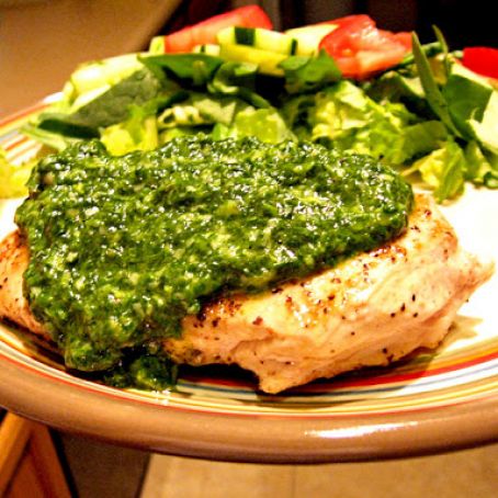 Chicken Breasts with Pistachio-Cilantro Pesto