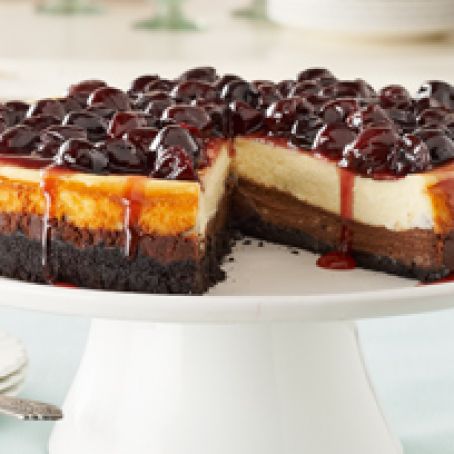 Cherry-Glazed Black Bottom Cheesecake