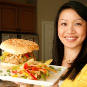 Chinese Chicken Burgers with Rainbow Sesame Slaw