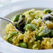 RISOTTO w/ASPARAGUS, FRESH FAVA & SAFFRON