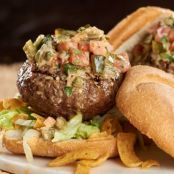 Stuffed Burgers with Poblano Pepper Relish