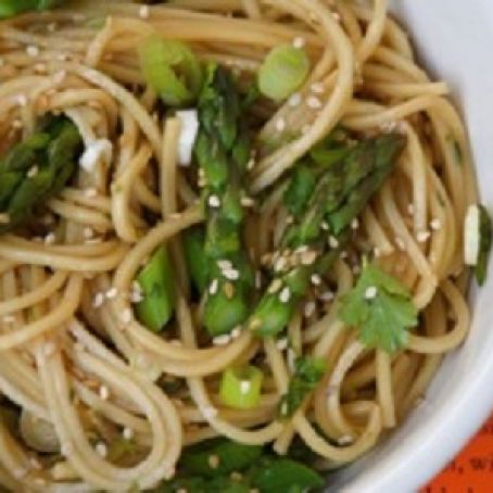 Sesame Noodles with Asparagus Tips