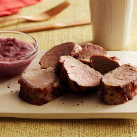 Rum Glazed Pork Tenderloin with Grilled Pineapple Relish