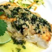 Grilled Halibut with Cilantro Garlic Butter