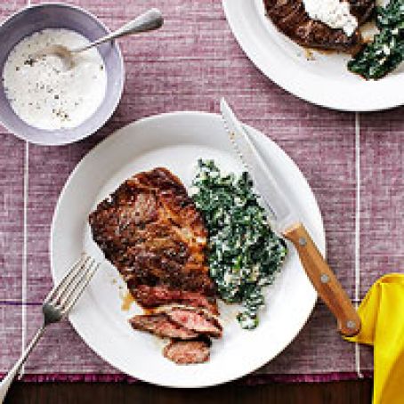 Eye Round with Horseradish Sauce and Creamed Spinach